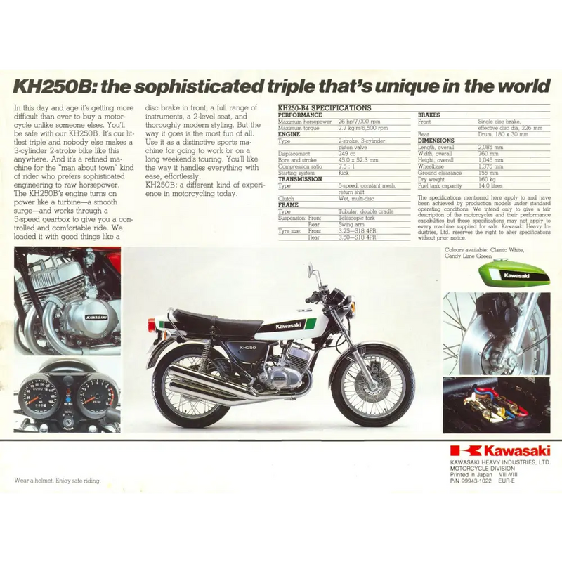 Kawasaki KH250 B4 White Tank model - White