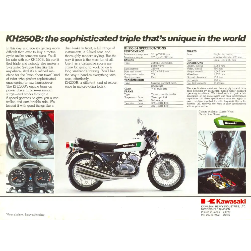 Kawasaki KH250 B4 White Tank model - White
