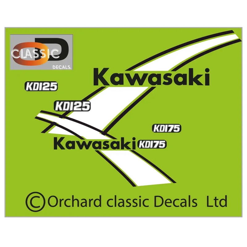 KAWASAKI KX125 & 125A 1974/75 - WHITE - Vehicle Decals